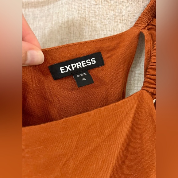 Express Rust Orange Open Back Blouse - Picture 2 of 4